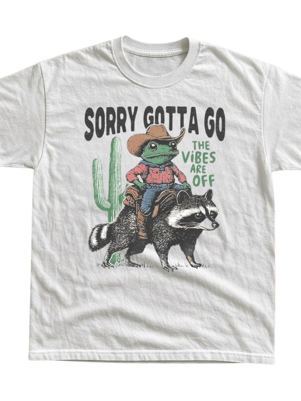 Gildan Cowboy Frog Raccoon White Tee